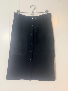Theory Classic navy Button-Front Women's midi Skirt